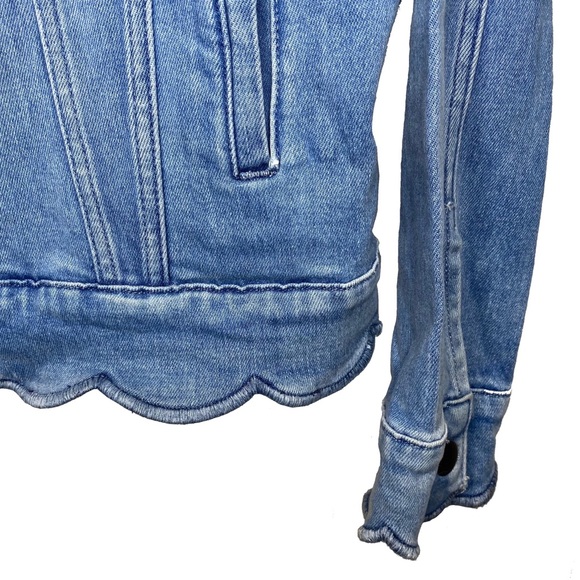 Frame ⌘ Scalloped Edge Cropped Willoughsby Denim Jeans Jacket ⌘ Light Blue ⌘ S - Picture 9 of 17